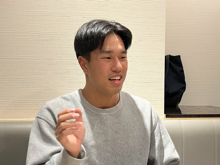 筑波大野球部について語る岡城　©Takeshi Shimizu