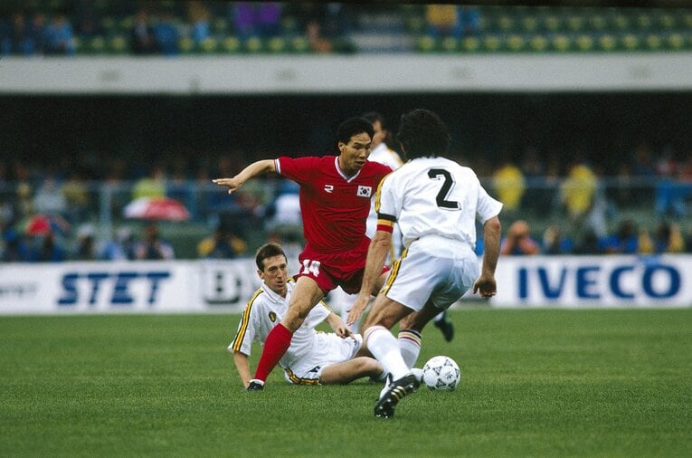才能を高く評価されていたチェ・スンホ（写真は90年イタリアW杯）　©︎AFLO