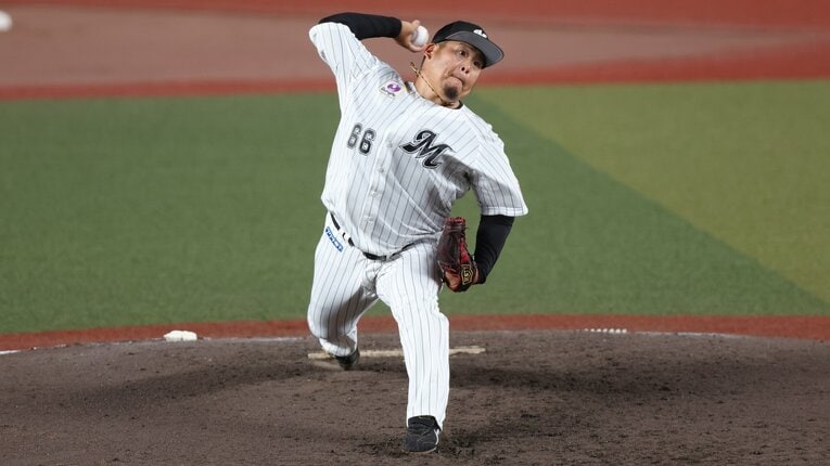 本拠地で復帰登板を果たした澤田　©︎Chiba Lotte Marines