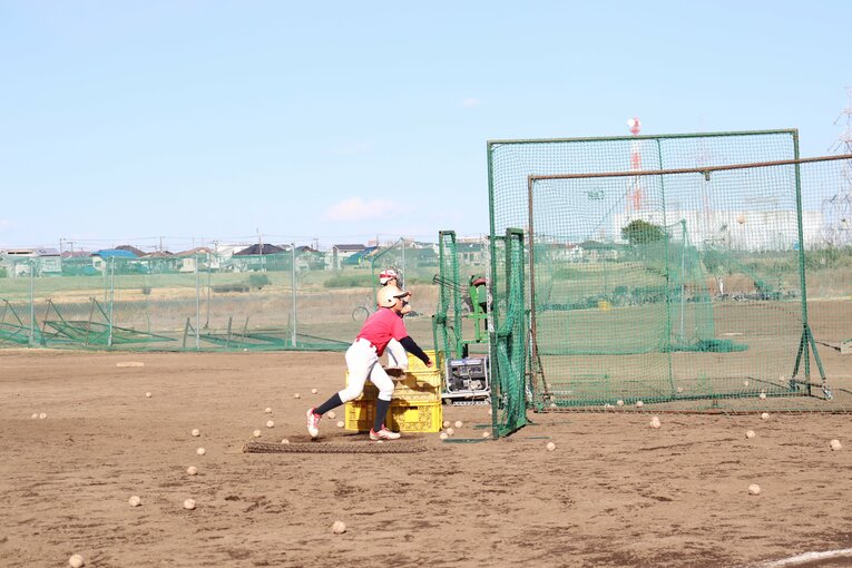 稲城シニアのトレーニング風景。意外にも大阪桐蔭への進学は平嶋が初だという　©Genki Taguchi