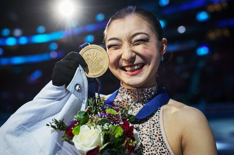 世界選手権で3連覇を達成した坂本花織 ／ photograph by Getty Images