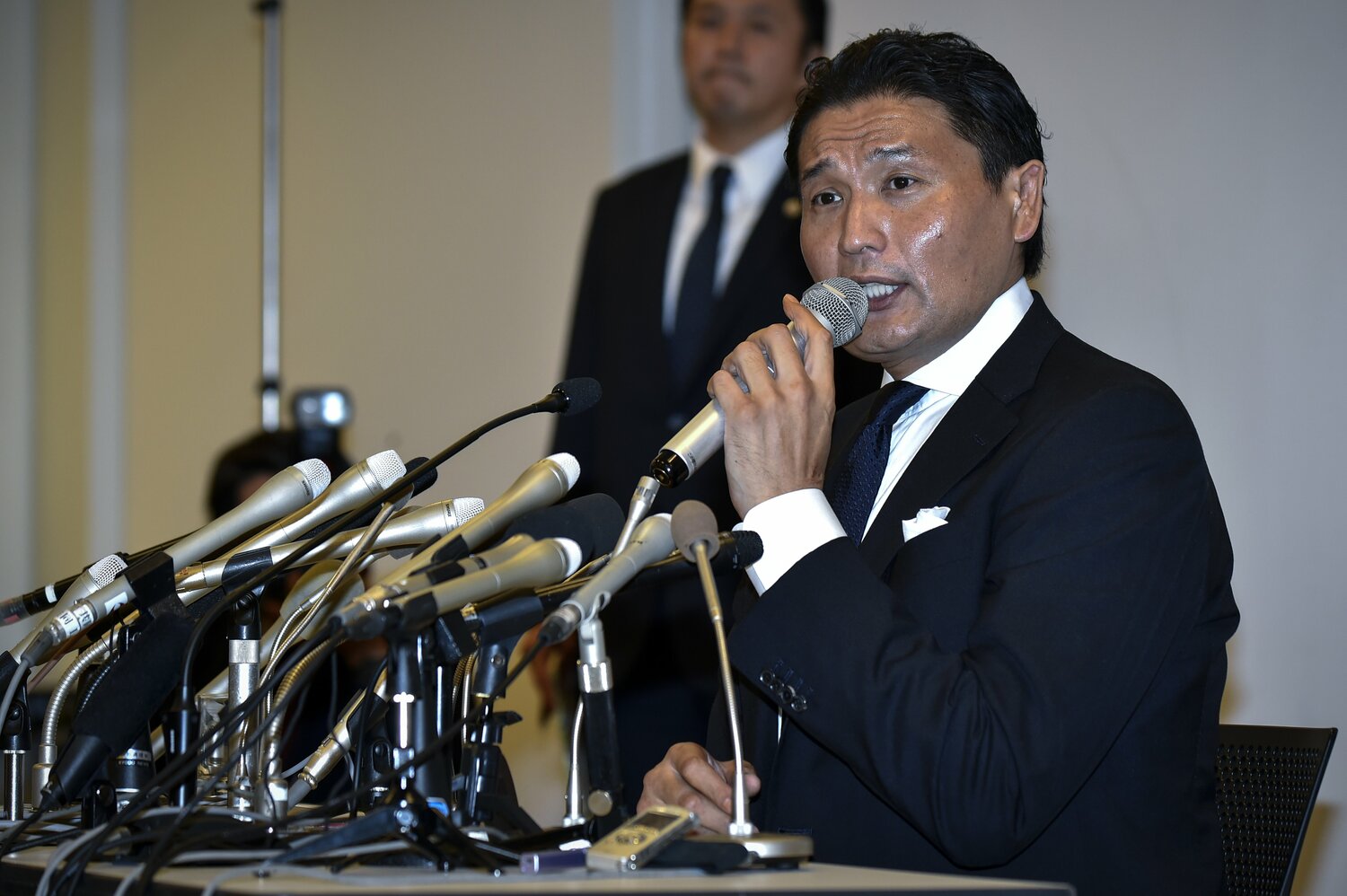 2018年に日本相撲協会を電撃退職し、会見を行った貴乃花 ©Takuya Sugiyama
