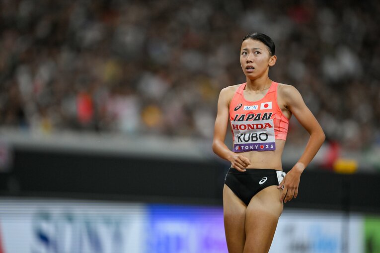 日本では最初から最後まで先頭で独走になることが多い久保だけに、後方からのレースの経験不足もあった　©Nanae Suzuki