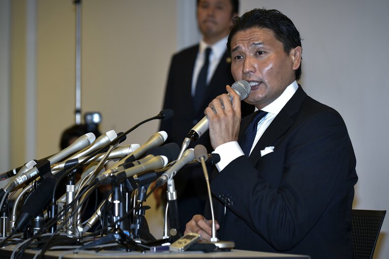 2018年に日本相撲協会を電撃退職し、会見を行った貴乃花　©Takuya Sugiyama