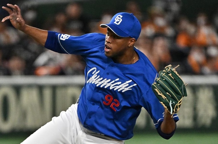 中日のライデル・マルティネス。いまだ防御率0.00を誇るスーパー守護神だ ／ photograph by Hideki Sugiyama