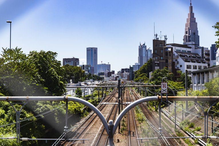 中央線の線路（千駄ケ谷～信濃町間で撮影）