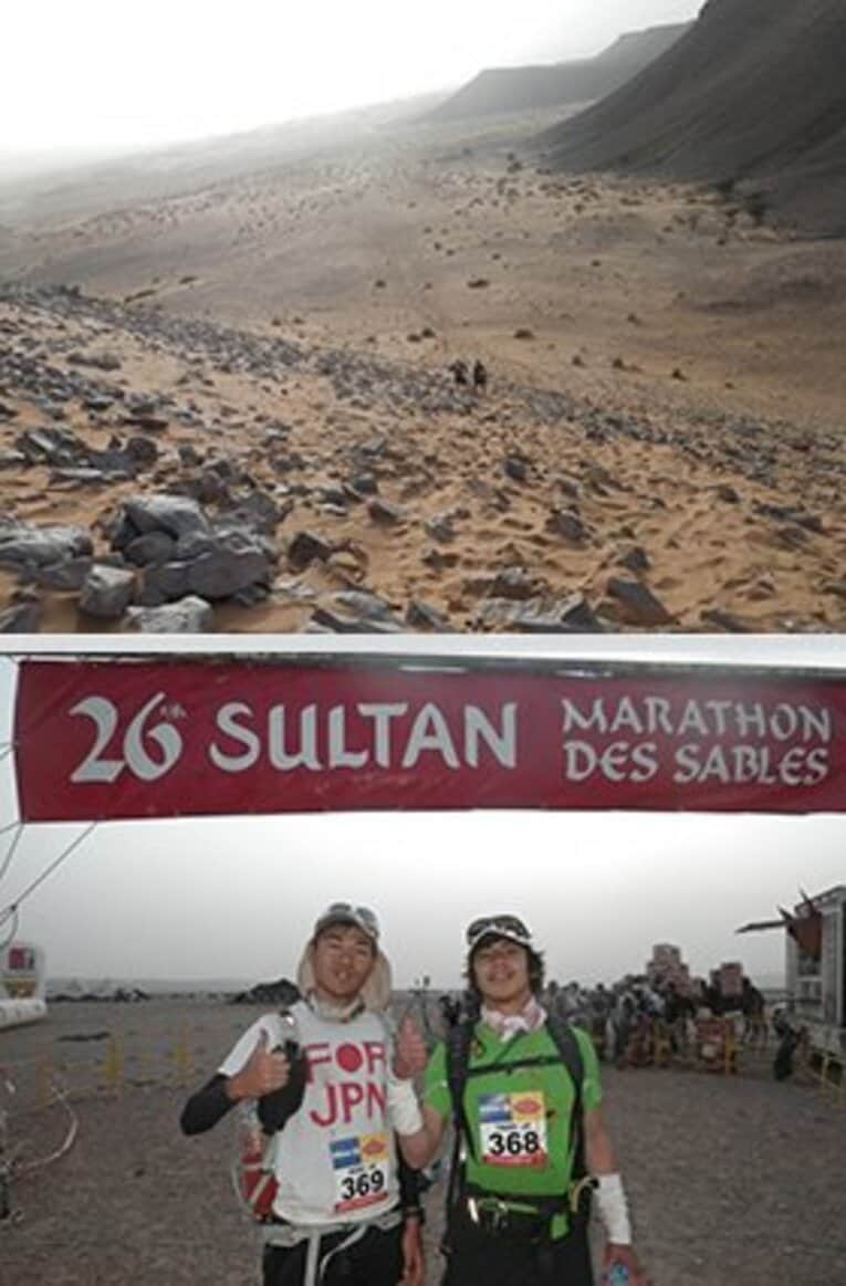 (上)ゴツゴツしていて、ひどい勾配の山を登るはめに
(下)眞守くんと一緒に3日目のゴールに辿りつく