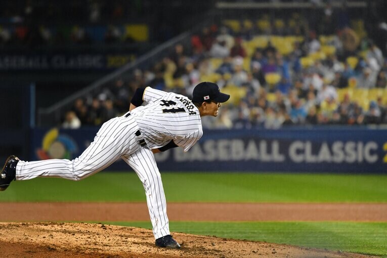 2017年WBC準決勝アメリカ戦で登板した千賀　©Naoya Sanuki