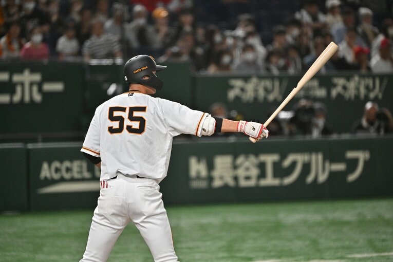 松井秀喜もつけていた55番を背負う秋広　©︎Hideki Sugiyama