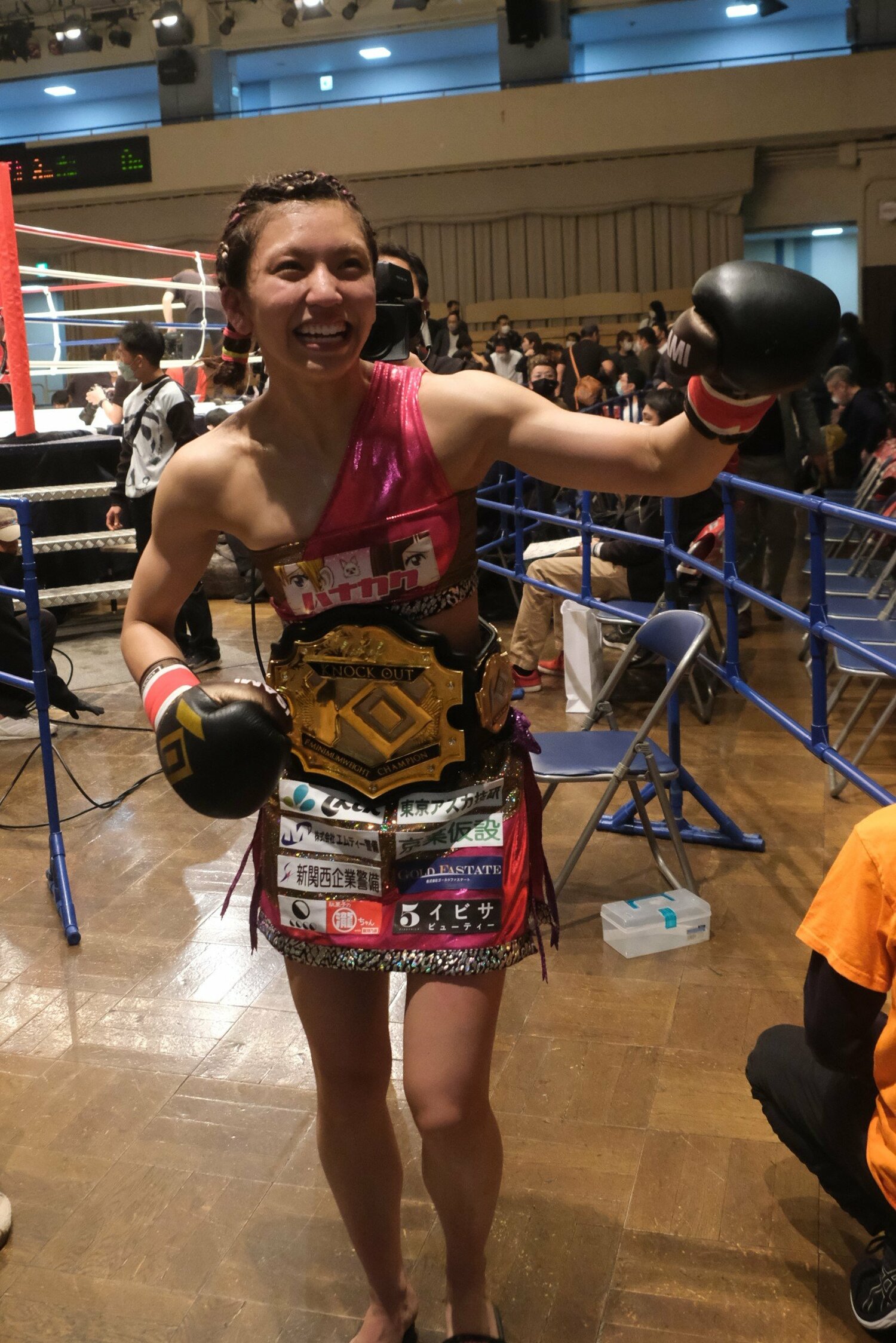 試合を終え、笑顔で引き上げるぱんちゃん