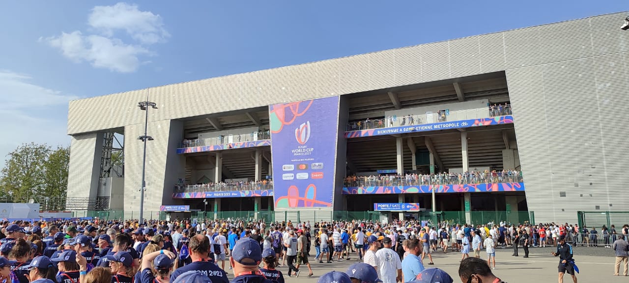 サンテティエンヌのスタジアム。オーストラリア対フィジーの試合前　©Hiroaki Sawada