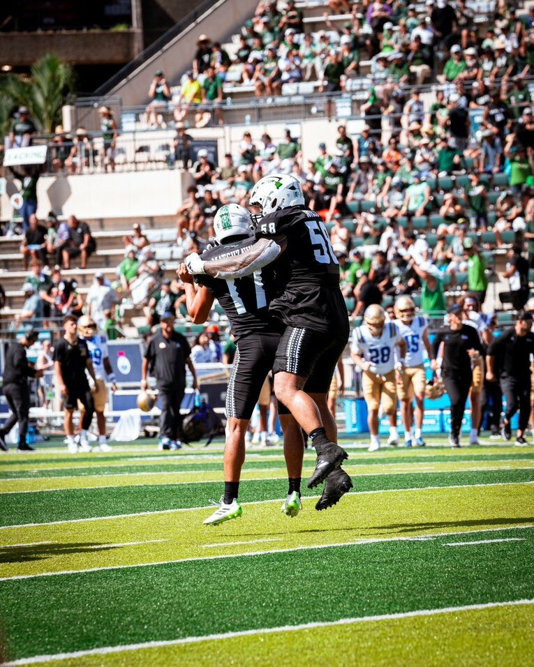 編入2年目からはハワイ大チームの正キッカーとして活躍している松澤／本人提供