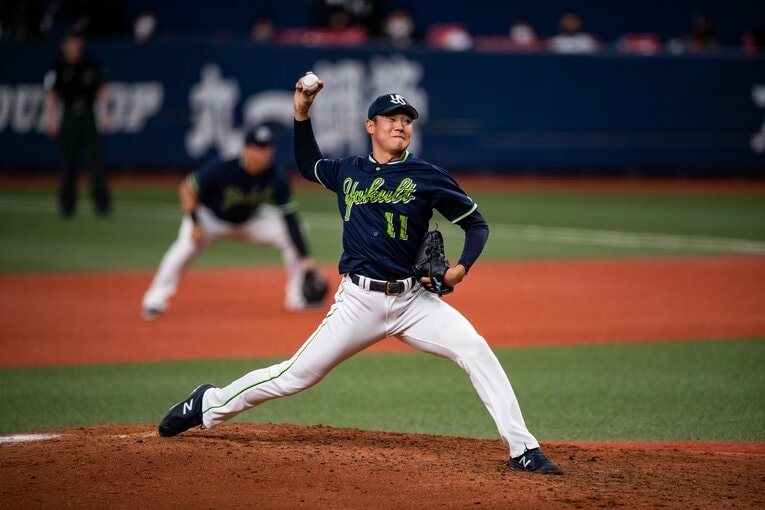 2021年日本シリーズで投げる奥川　©︎Naoya Sanuki