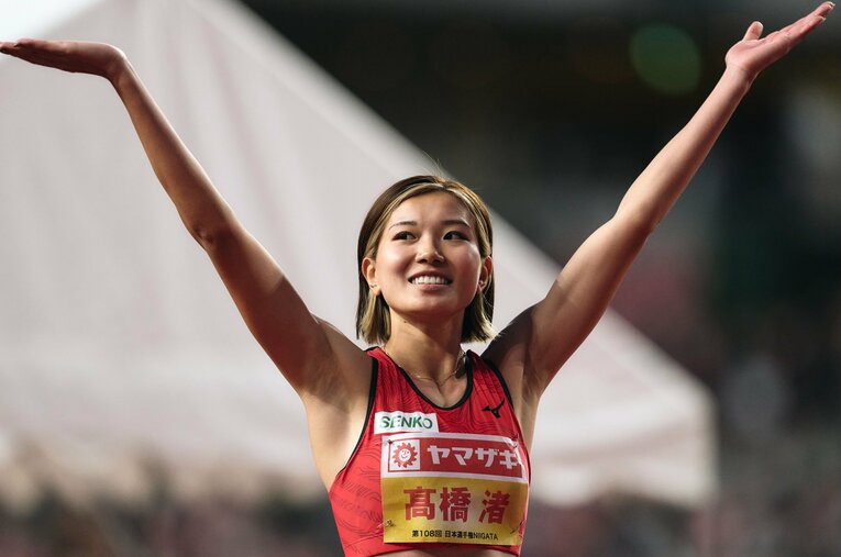 女子走高跳で日本選手権3連覇を達成した高橋渚（センコー）。目標にしていた1m90cmにはとどかず、試合後には悔しさも見せた ／ photograph by Yuki Suenaga