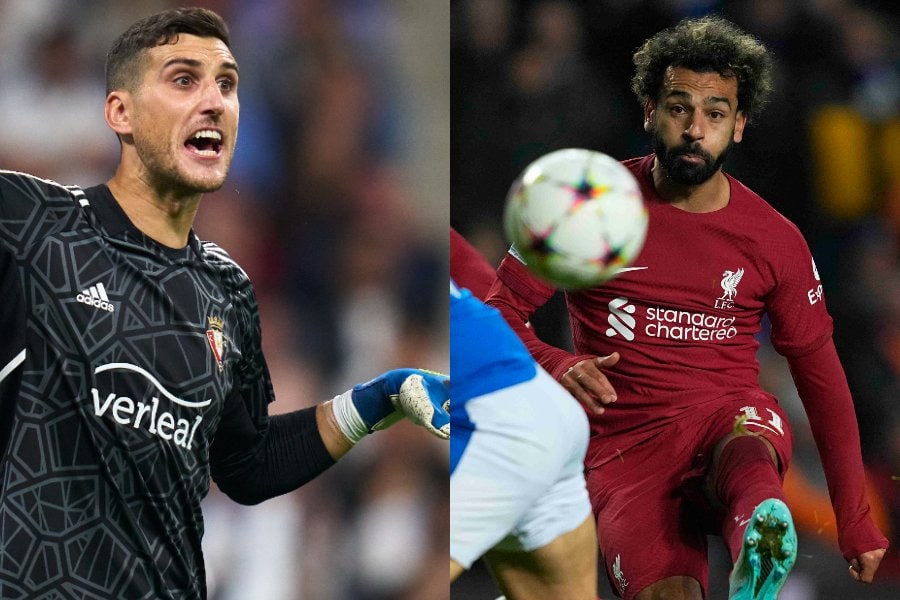 レアル・マドリーの守護神として君臨するクルトワ（左）とCL史上最速のハットトリックを記録するなど好調のサラー　©Getty Images