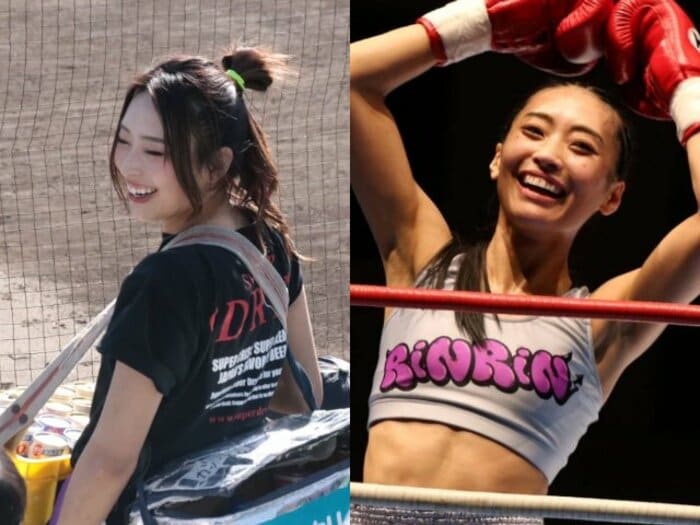 「ビール売り子のほうが収入は安定してましたが…」身長173センチ、7戦全勝…中日の人気売り子だったRiNRiNがキックボクサーに“異例の転身”したワケ<Number Web> photograph by L)本人提供、R)HoostCup
