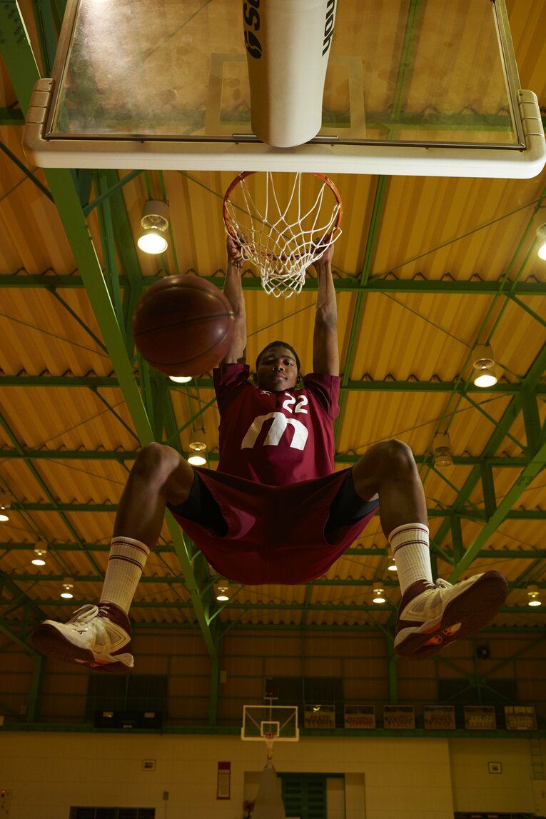 明成高校時代の八村塁　©Tadashi Shirasawa