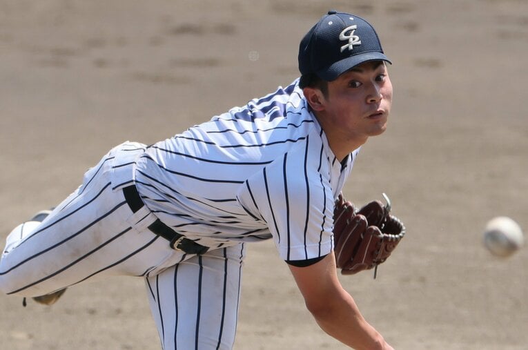 最速159キロの直球を誇り、来年のドラ1候補でもあった仙台大3年の佐藤幻瑛。アメリカの大学への編入が報じられた剛腕とは何者なのか　©Shigeki Yamamoto