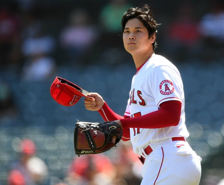 2021年シーズン中の大谷。メジャー1年目と比較すると、全身の筋肉量が増しているのが分かる　©Getty Images