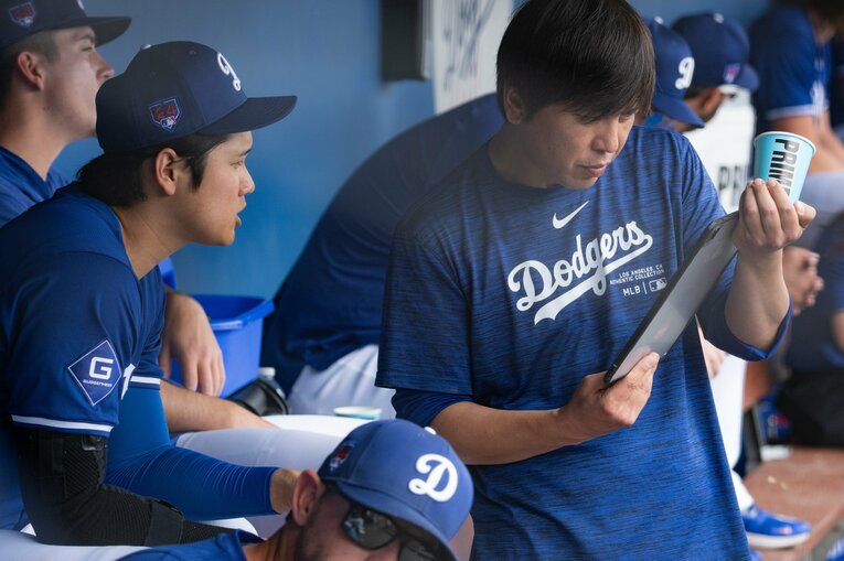 昨春のキャンプで撮影。水原一平元通訳 ©Nanae Suzuki