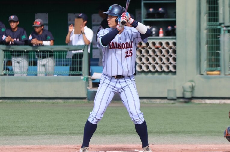 日本ハムから育成1位でドラフト指名を受けた大阪工業大の岡田光平。同大からは初のドラフト指名だった　©Fumi Sawai