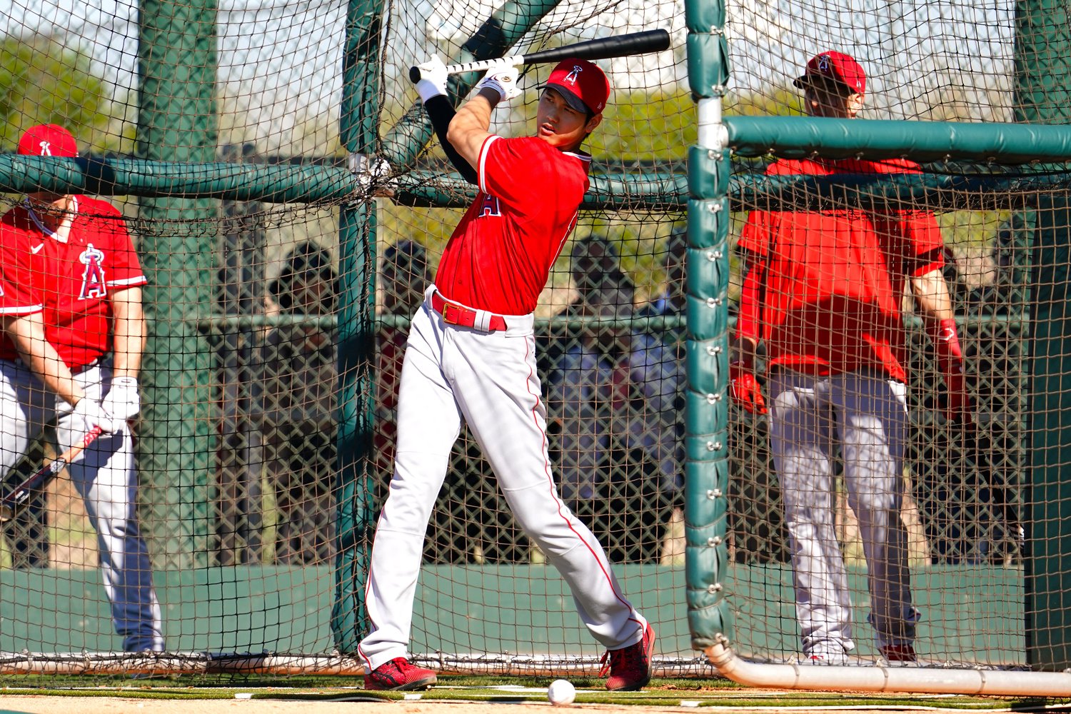 練習をする大谷翔平　©Getty Images