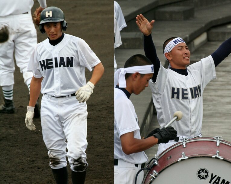 龍谷大平安高校時代の中田トレーナー。3年時は惜しくもベンチ入りメンバーの座を逃し、応援団長を務めた（写真=本人提供）