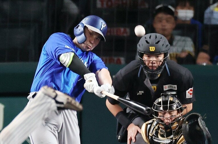CS第3戦では決勝3ランを放ったDeNA佐野 ／ photograph by JIJI PRESS