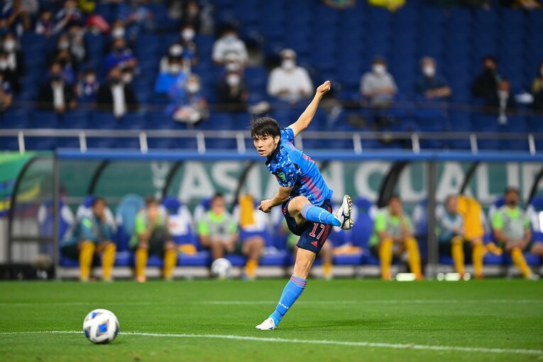 オーストラリア戦で先制ゴールを決めた田中碧。そのシュートの感覚は……　©Takuya Kaneko/JMPA