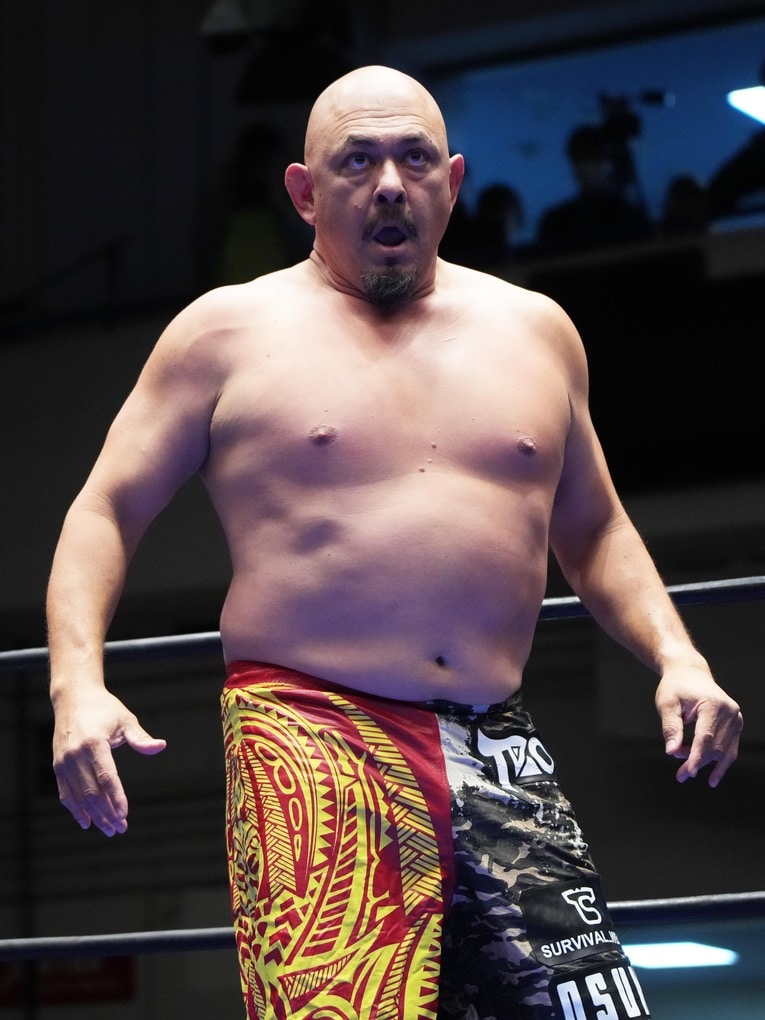 引退試合のリングに上がった太陽ケアことマウナケア・モスマン　©Essei Hara