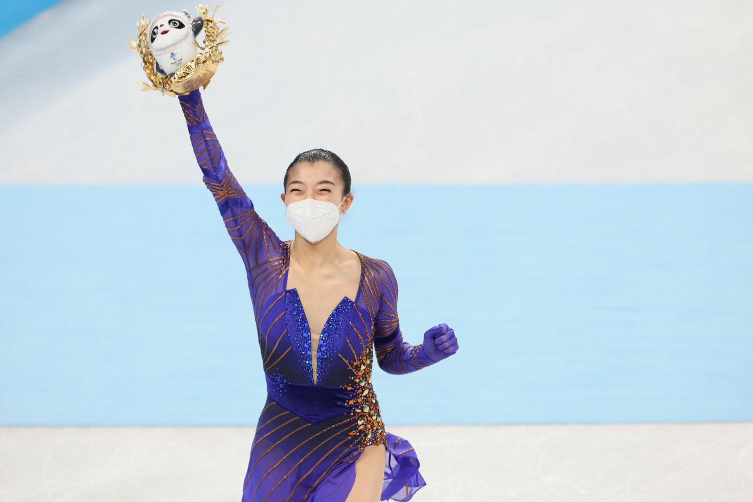 全身で喜びを表現する坂本花織　©Kaoru Watanabe/JMPA