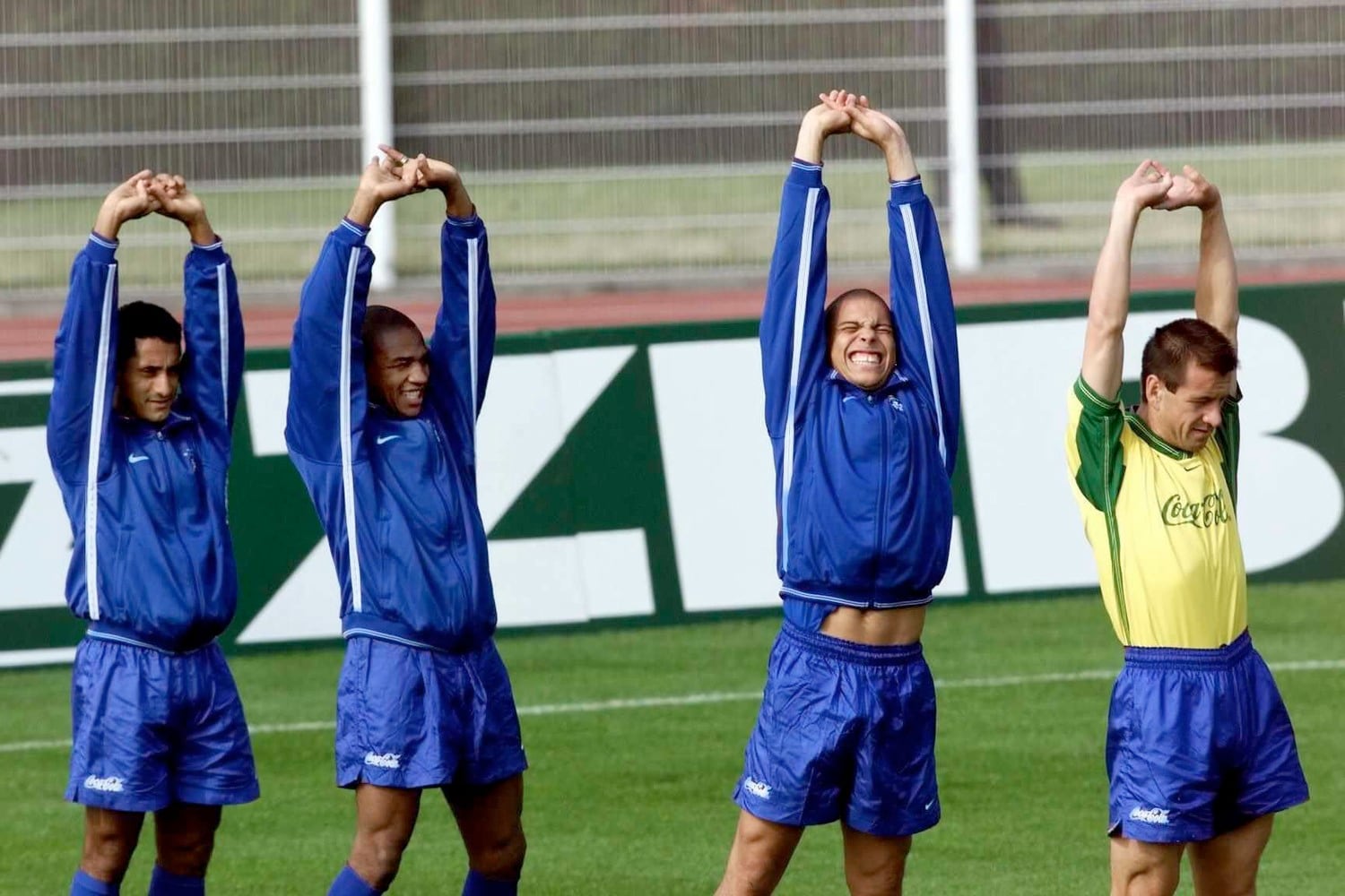フランスW杯での(右から)ドゥンガ、ロナウド、サンパイオ、ゼロベルト ©AFP/JIJI PRESS