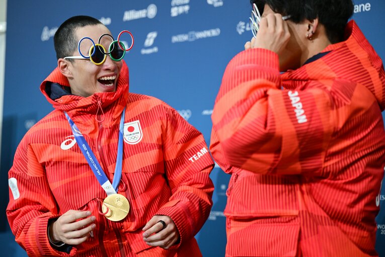 木村葵来が金メダル、木俣椋真が銀メダルを獲得した男子ビッグエア　©Nanae Suzuki／JMPA