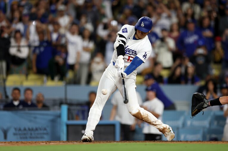 レイズ戦で40号サヨナラ満塁弾を放つ大谷　©Katelyn Mulcahy/Getty Images