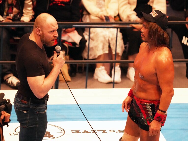 ジョン・モクスリーはシカゴ大会でのIWGP世界王座挑戦を表明した　©Essei Hara