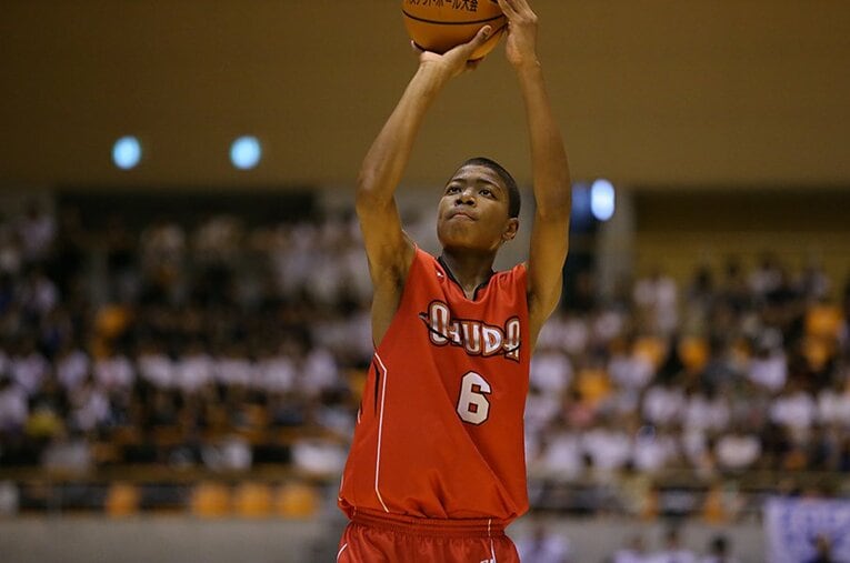 富山市立奥田中学校の3年時に全中に出場し準優勝。決勝ではチーム最多の20得点をあげた ／ photograph by AFLO