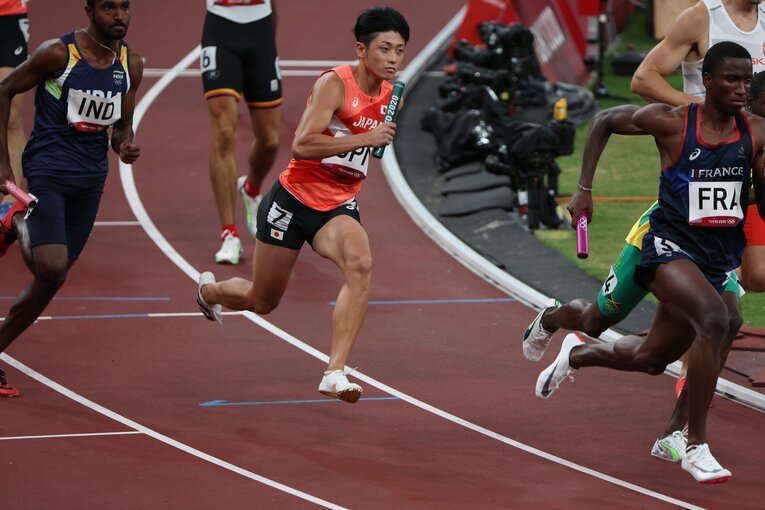 東京五輪ではマイルリレーに出場した佐藤拳太郎　©Shinya Mano/JMPA