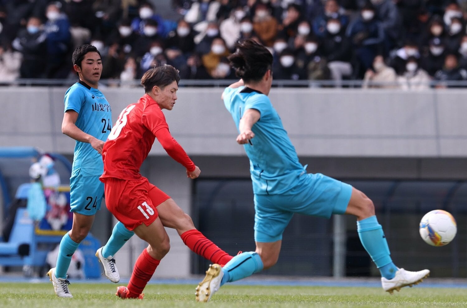 総合力の高さを見せつけた山梨学院戦のゴールシーン。注目が集まり、プレッシャーがかかる中でも格の違いを見せつけた　©︎Sankei Shimbun