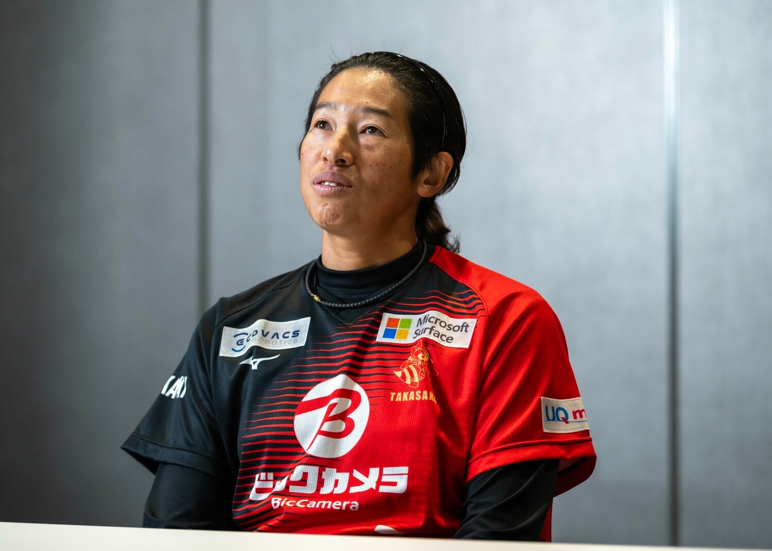 インタビューに応える上野。自然体でにこやかな表情が印象的だった　©Takuya Sugiyama