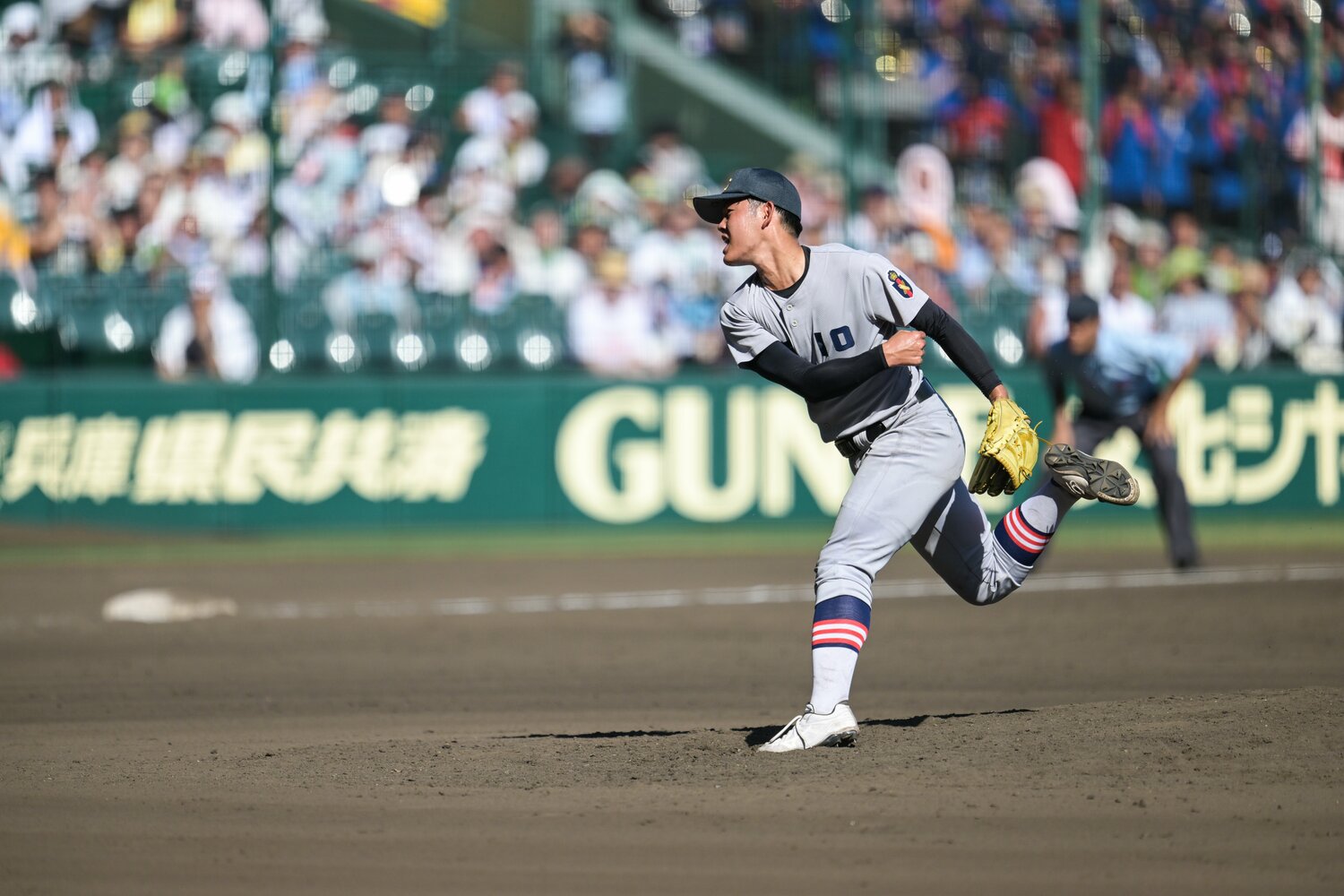 慶応の3番手としてマウンドに上がった松井喜一 ©Nanae Suzuki