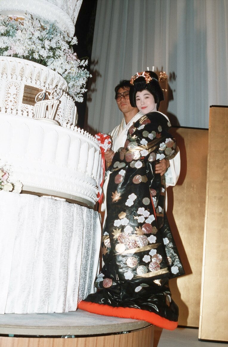 1987年1月30日、競輪・中野浩一の結婚式（東京・新高輪プリンスホテル）　©JIJI PRESS