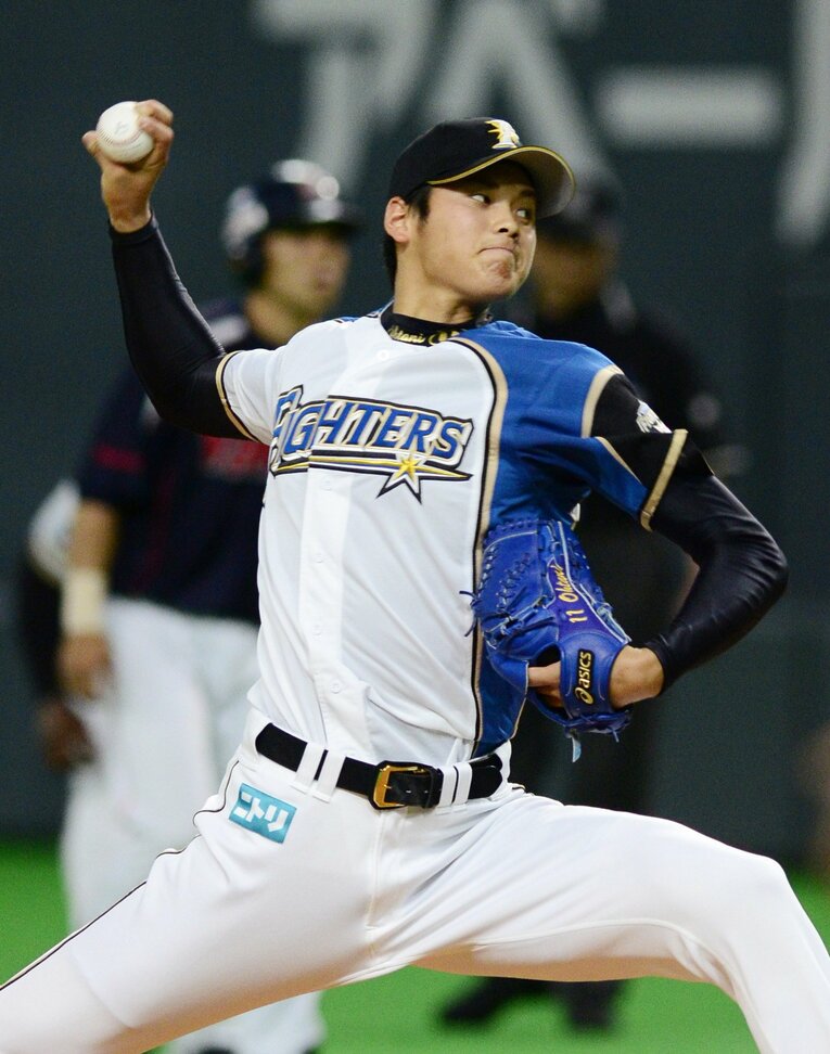 2013年、大谷のプロ初登板　©JIJI PRESS