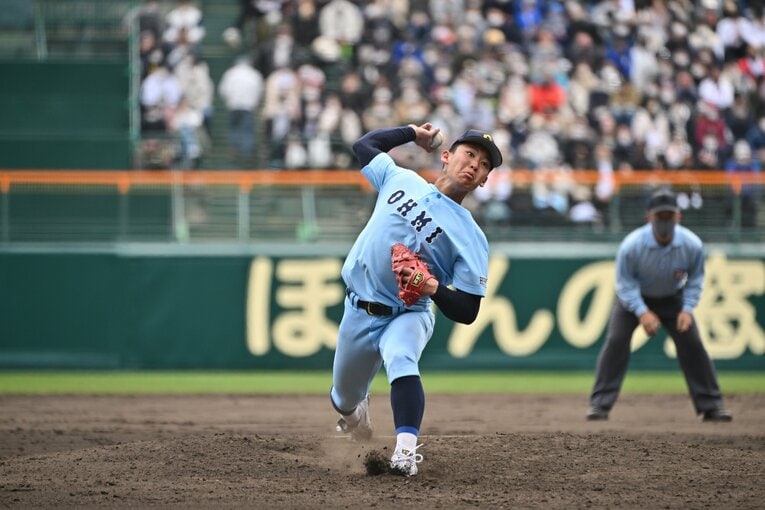 センバツ準々決勝（対金光大阪戦）の山田　©Hideki Sugiyama