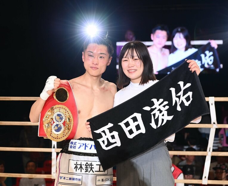 妻はアマチュアボクサーとして活躍した河野沙捺さん（2024年5月）©︎JIJI PRESS