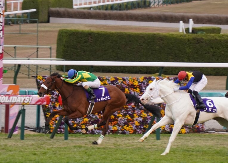 阪神ジュベナイルフィリーズでのサトノレイナスとソダシ。サトノレイナスは桜花賞でもソダシに惜敗を喫した