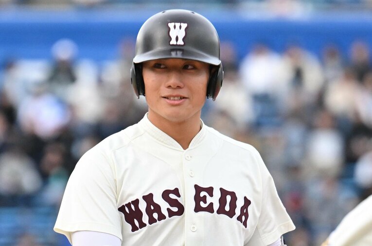 六大学野球リーグの最終戦で大学生活最初で最後となるヒットを放った清宮福太郎。大学で野球は引退するという　©Sankei Shimbun