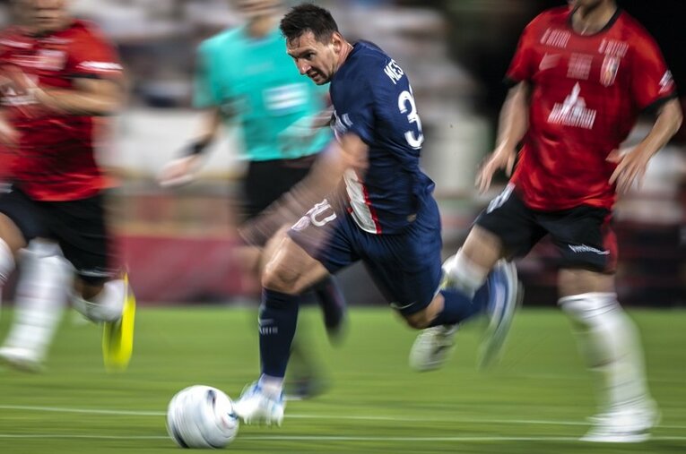 PSGジャパンツアー時のメッシ。“分かっていても止められない”ドリブルの運び方の真髄とは？　©Takuya Sugiyama