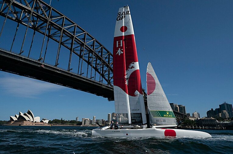 世界で7カ国しか出られないレースに、日本は堂々と名を連ねている。笠谷勇希もそのクルーの一員だ。 ／ photograph by Sail GP