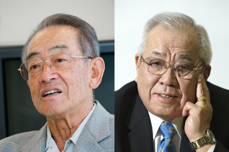 ともにヤクルトを日本一に導いた広岡達朗と野村克也　©BUNGEISHUNJU