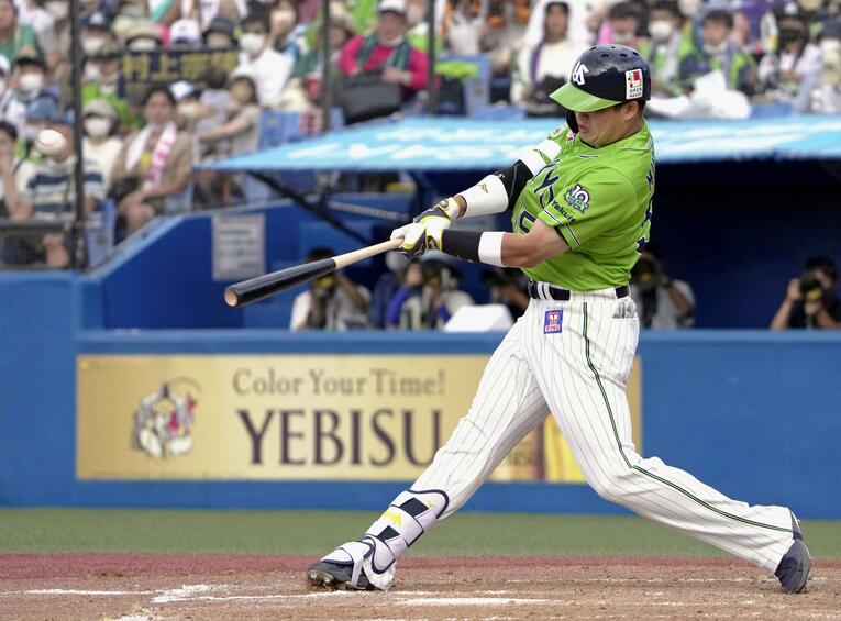 26日巨人戦での決勝3ランホームラン　©Kyodo News